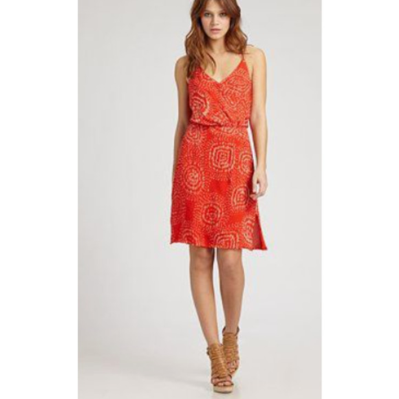 Addison Dresses & Skirts - Addison Dress XS Orange Printed Silk Chiffon